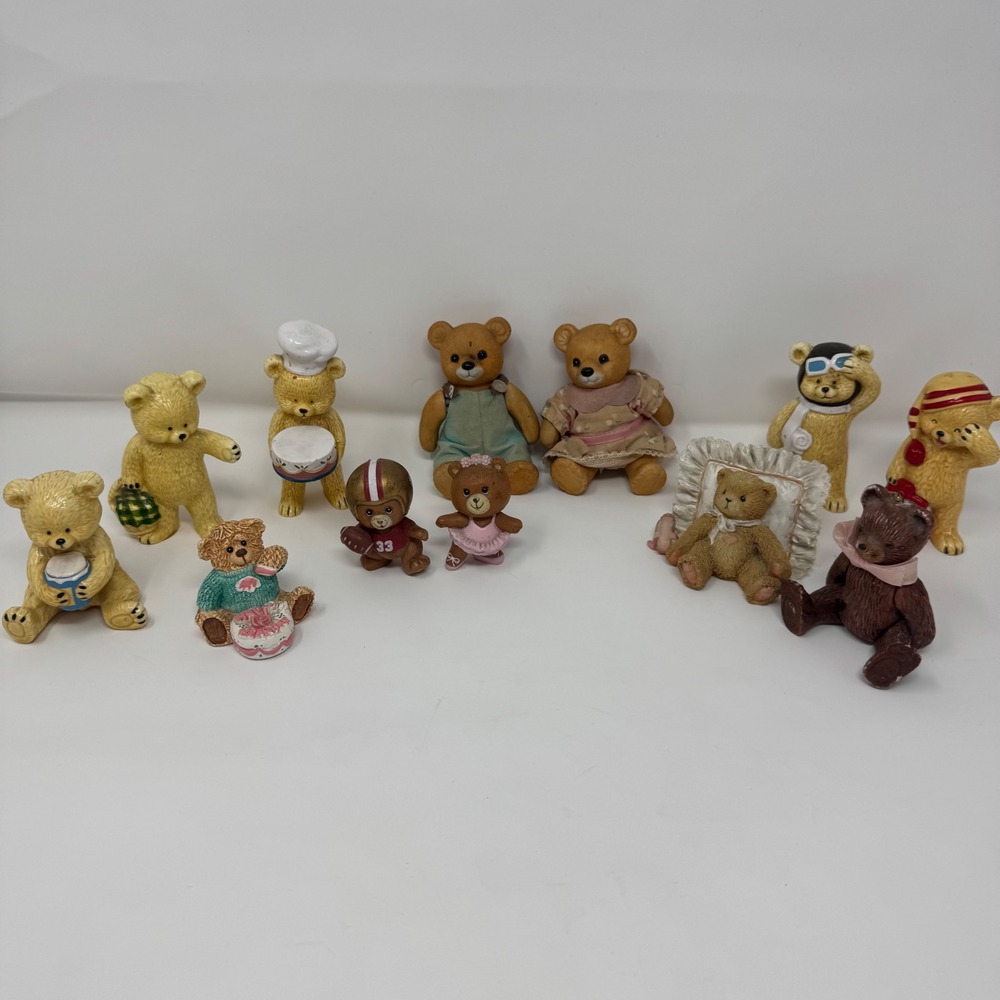 VTG Bear Figurines Collectible Porcelain Ceramic bear lot of 12